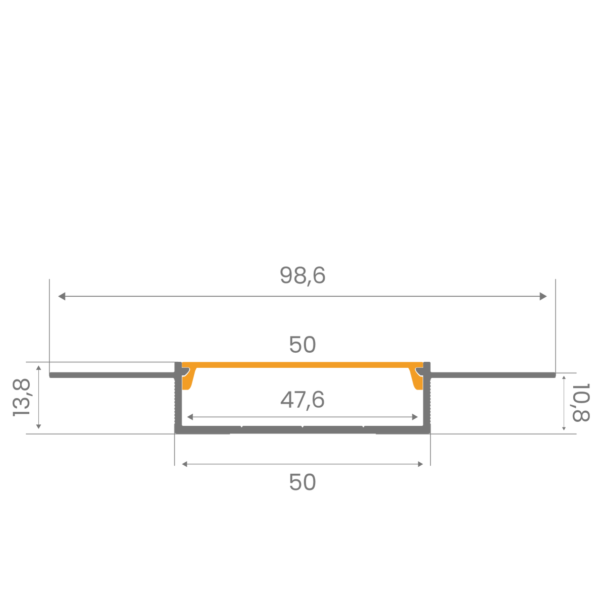 50mm (Trimless) Sıva Altı LED Profil – 1655 ASL