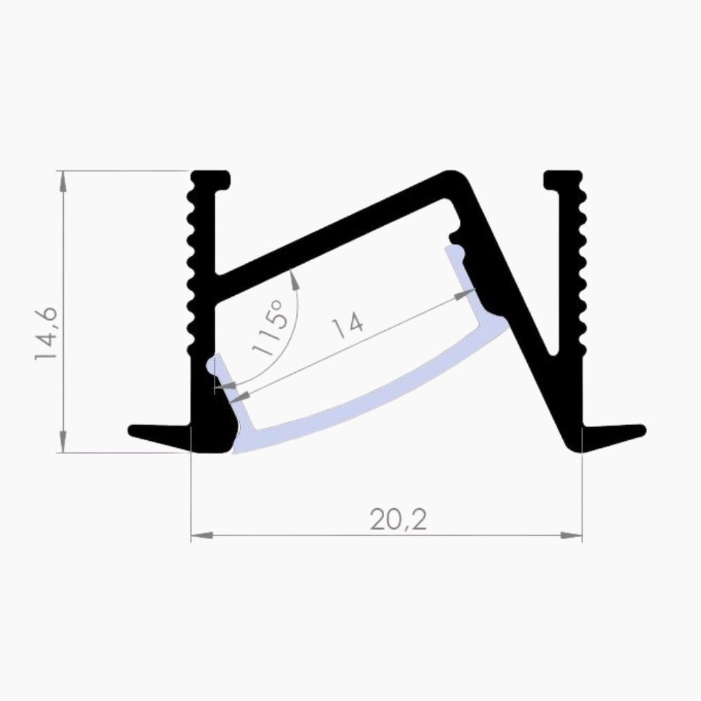 Sıva Altı (Gömme) LED Profilleri - 20mm (Gizli/Açılı) Gömme Raf Altı LED Profil - 1922 ASL - LedProfil
