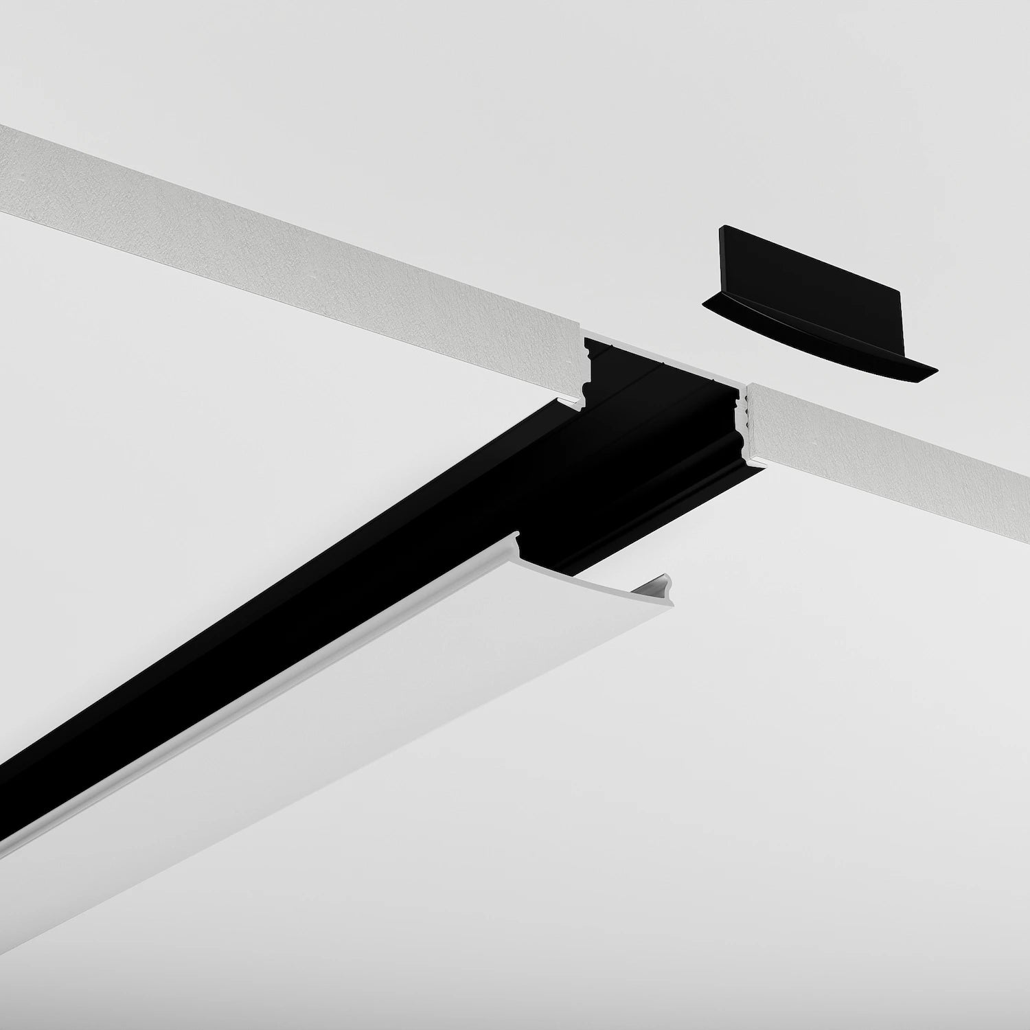 Sıva Altı (Gömme) LED Profilleri - 30mm Sıva Altı Siyah LED Profil – 1932S ASL - LedProfil