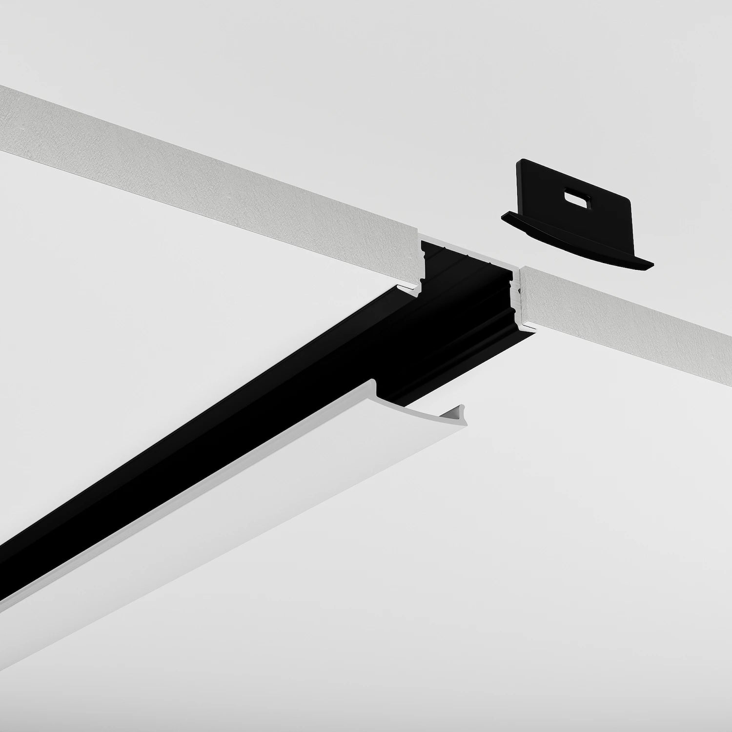 Sıva Altı (Gömme) LED Profilleri - 20mm Siyah Sıva Altı LED Profil – 1952S ASL - LedProfil