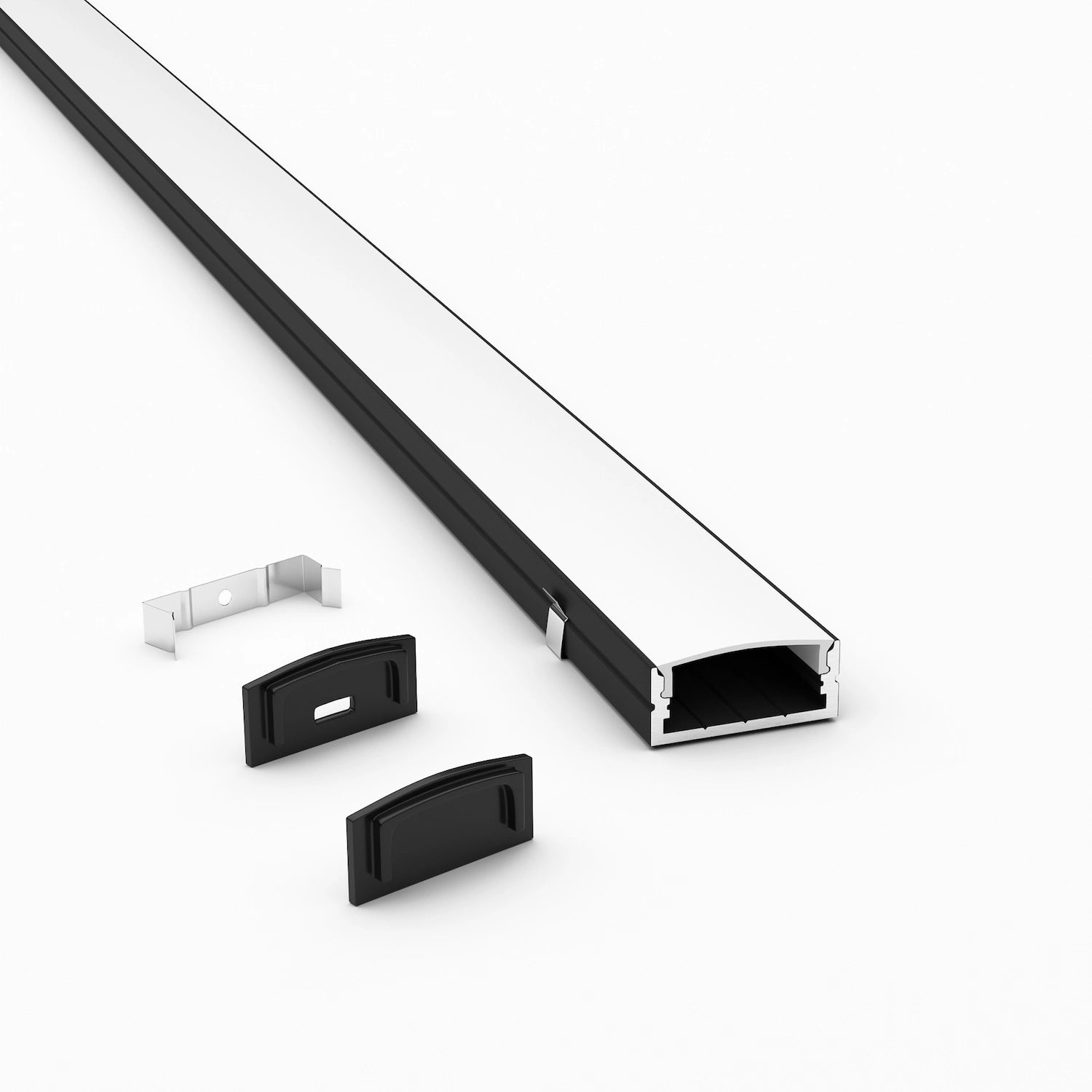Sıva Üstü Led Profilleri - 20mm Sıva Üstü Siyah Lineer LED Profil – 1955S ASL - LedProfil