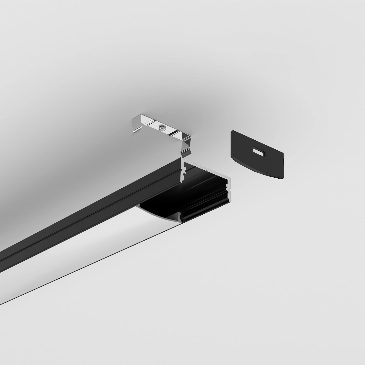 Sıva Üstü Led Profilleri - 20mm Sıva Üstü Siyah Lineer LED Profil – 1955S ASL - LedProfil