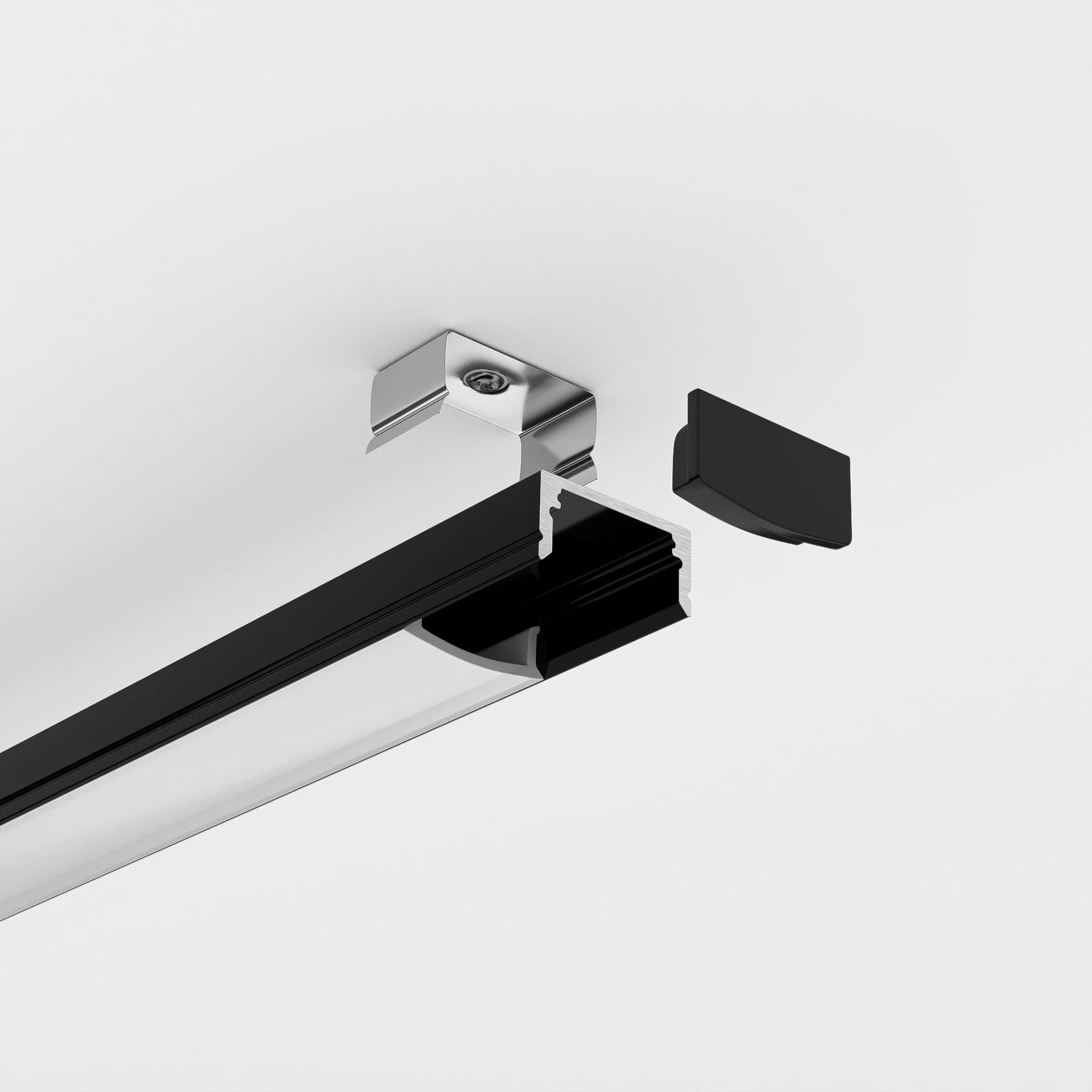 Sıva Üstü Led Profilleri - 17mm Sıva Üstü Siyah LED Profil - 1971S ASL - LedProfil