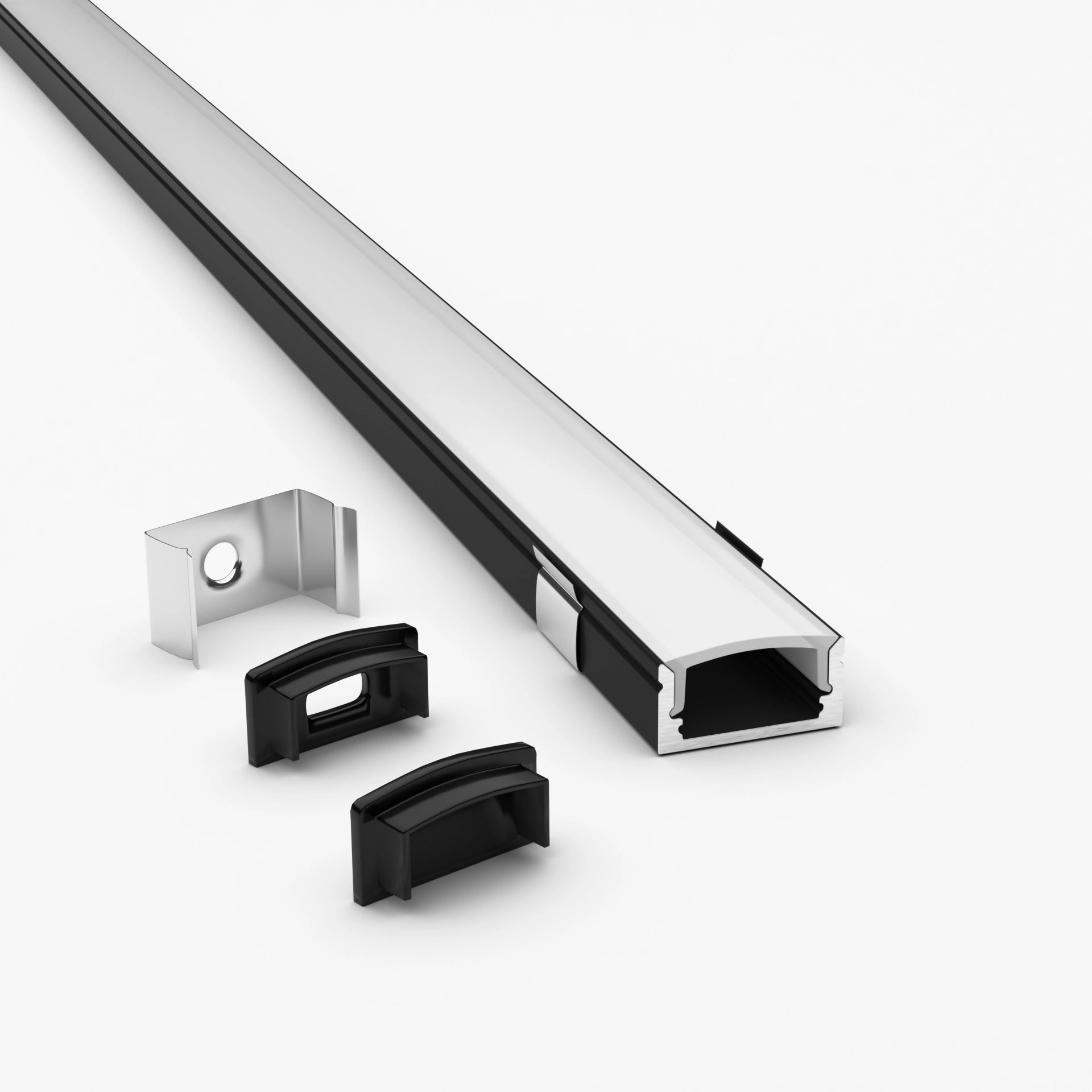 Sıva Üstü Led Profilleri - 17mm Sıva Üstü Siyah LED Profil - 1971S ASL - LedProfil