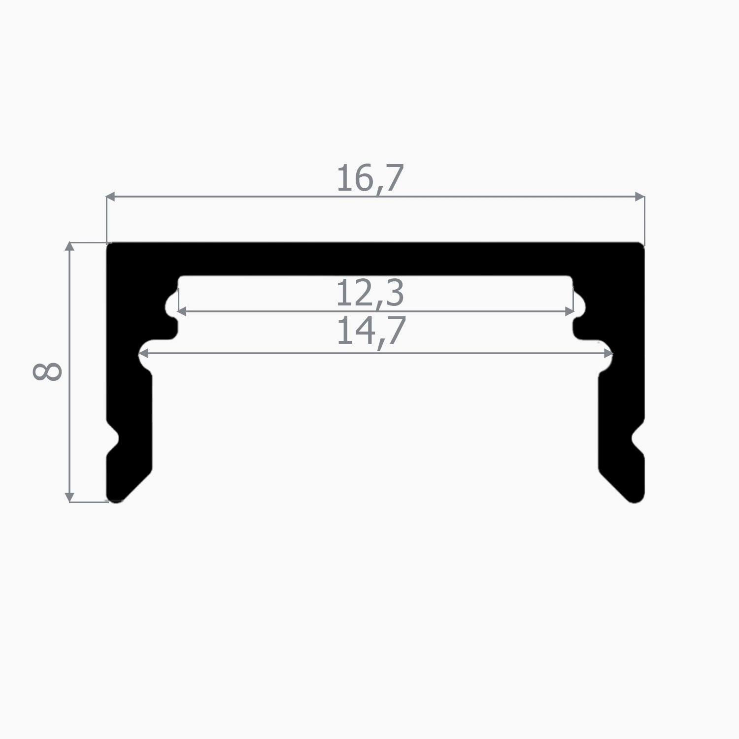 Sıva Üstü Led Profilleri - 17mm Siyah LED Profil 1971S ASL | Yüzeye Montaj Alüminyum Profil - LedProfil