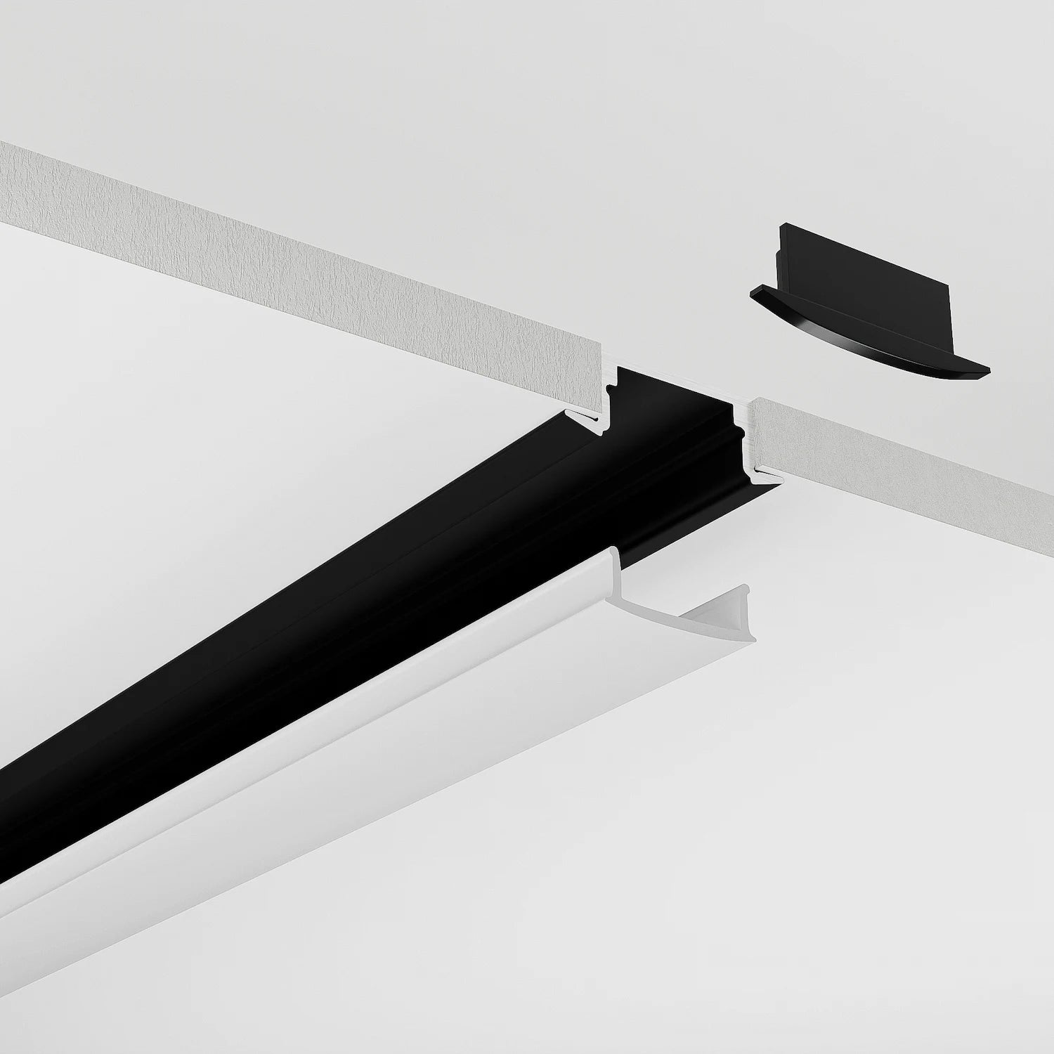 Sıva Altı (Gömme) LED Profilleri - 17mm Siyah Sıva Altı LED Profil – 1972S ASL - LedProfil