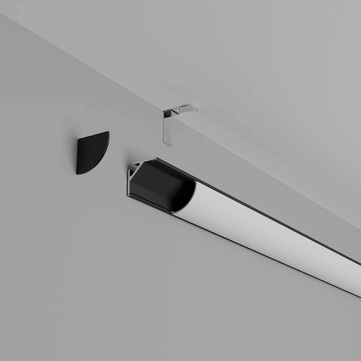 Köşe (Açılı) Led Profilleri - 11mm Siyah Raf Altı Köşe LED Profil – 964S ASL - LedProfil