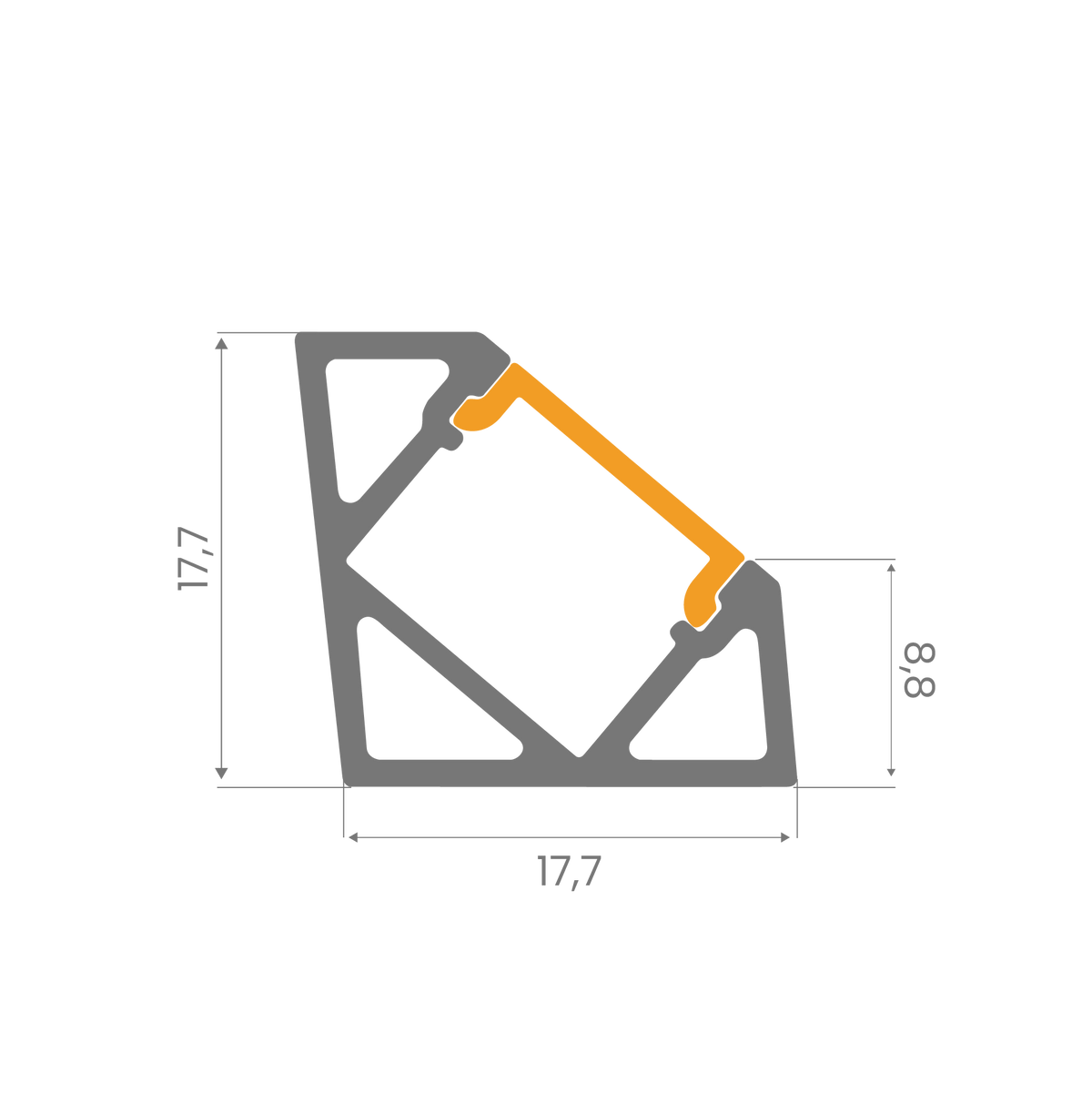 18mm Raf Altı Köşe LED Profil – 965 ASL