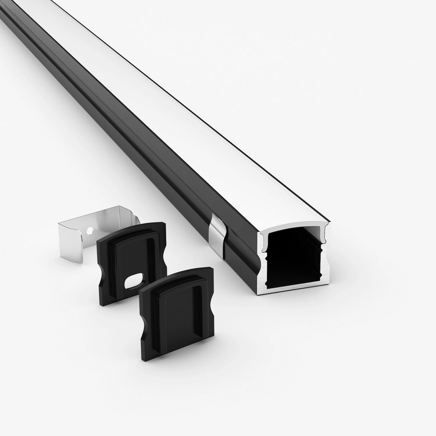 Sıva Üstü Led Profilleri - 17mm Siyah Yüzeye Montaj LED Profil – 971S ASL - LedProfil