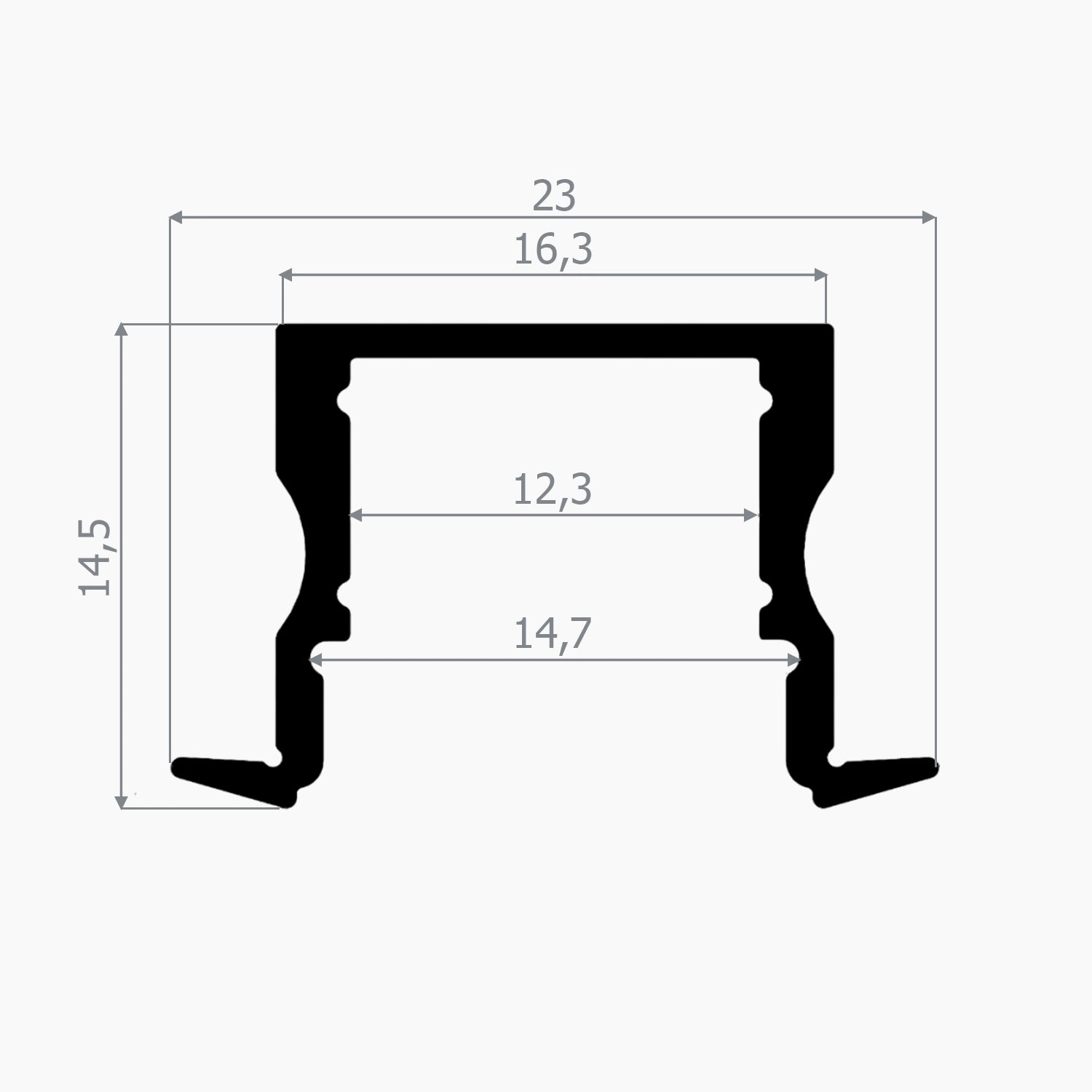Sıva Altı (Gömme) LED Profilleri - 17mm Derin Sıva Altı Alüminyum LED Profil – 972 ASL - LedProfil