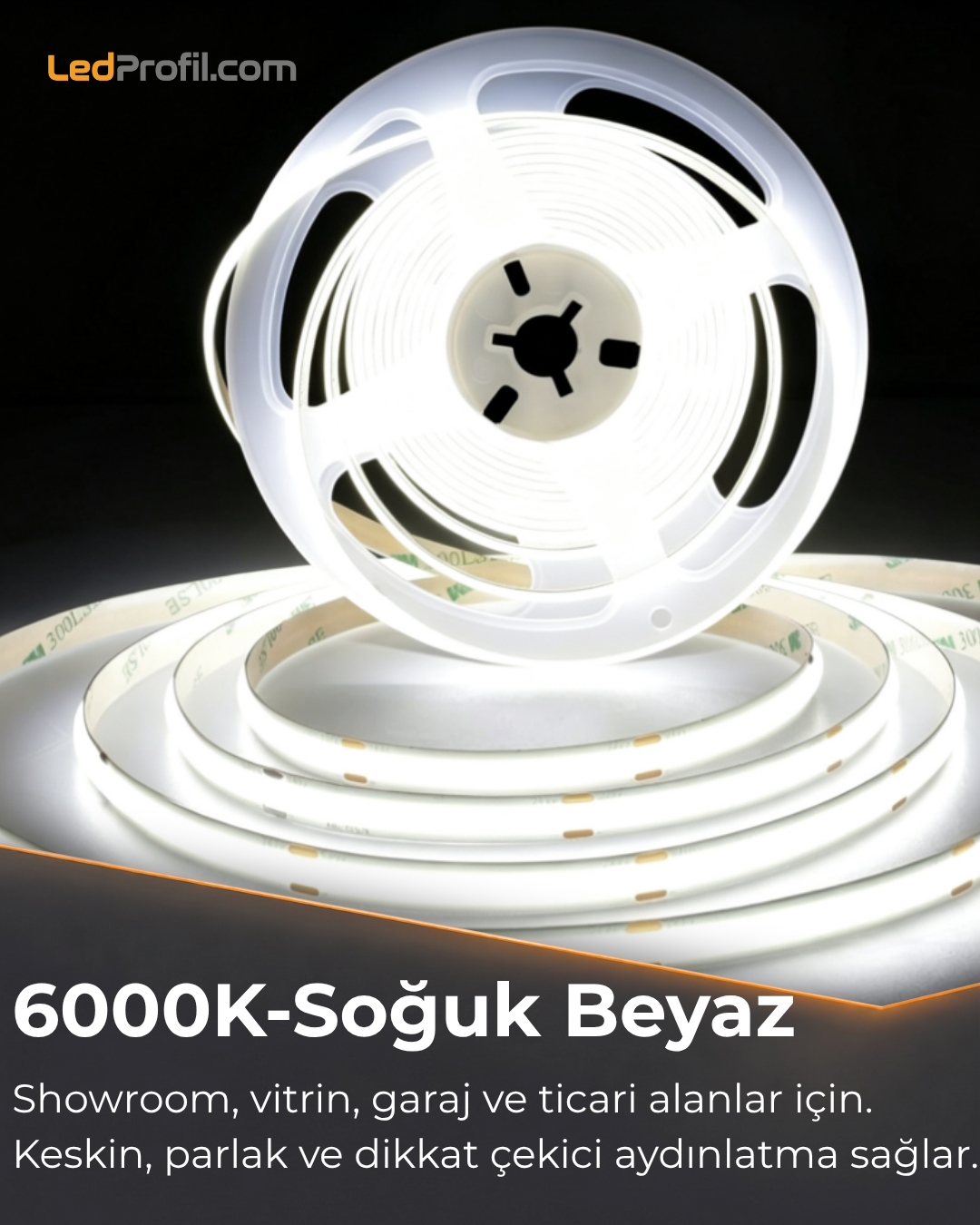 24V COB Şerit LED 5 Metre İç Mekan – 3000K Sıcak Beyaz