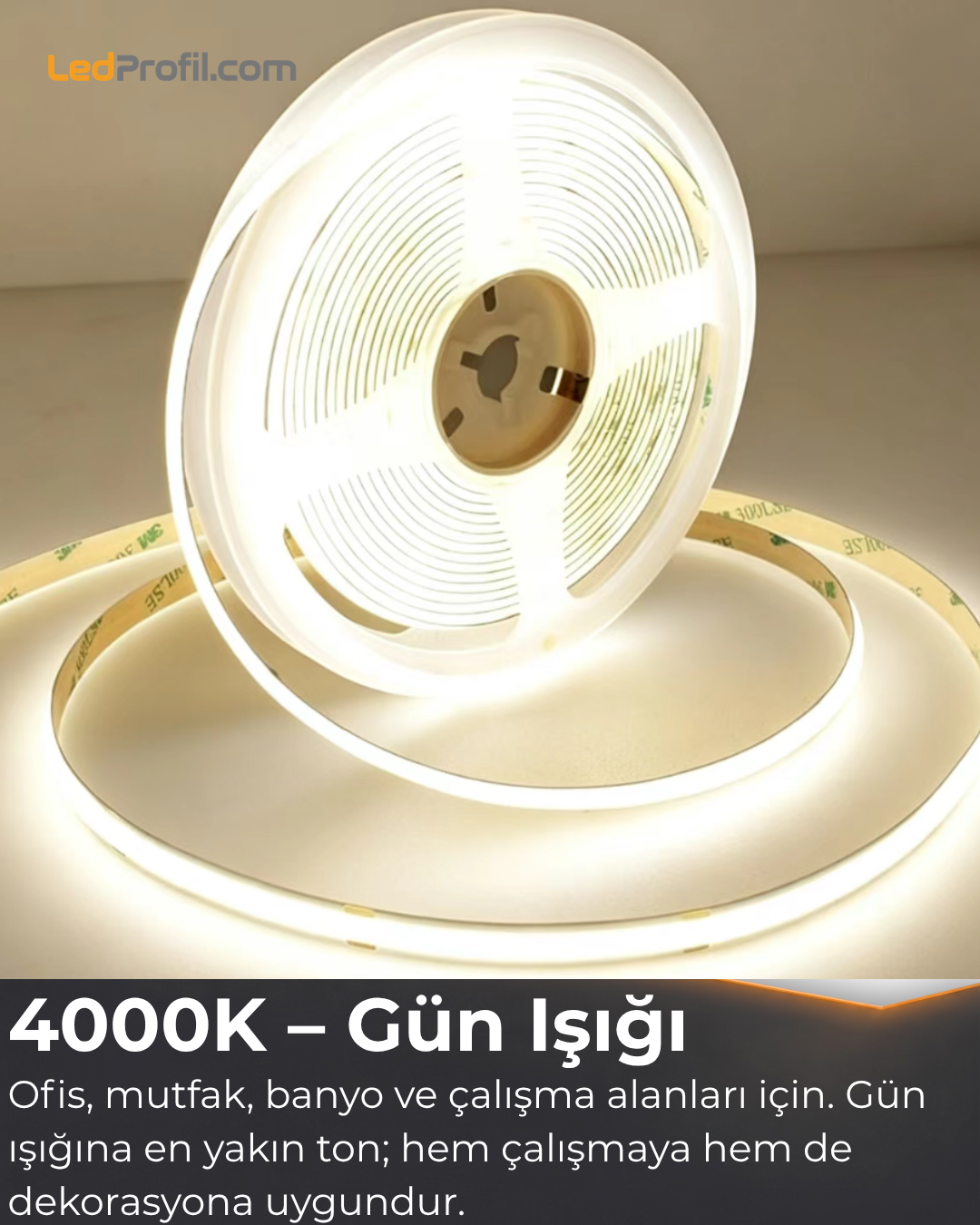24V COB Şerit LED 5 Metre İç Mekan – 3000K Sıcak Beyaz