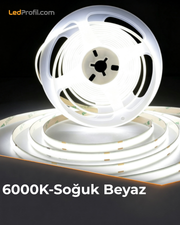 24V COB Şerit LED 5 Metre İç Mekan – 6000K Soğuk Beyaz