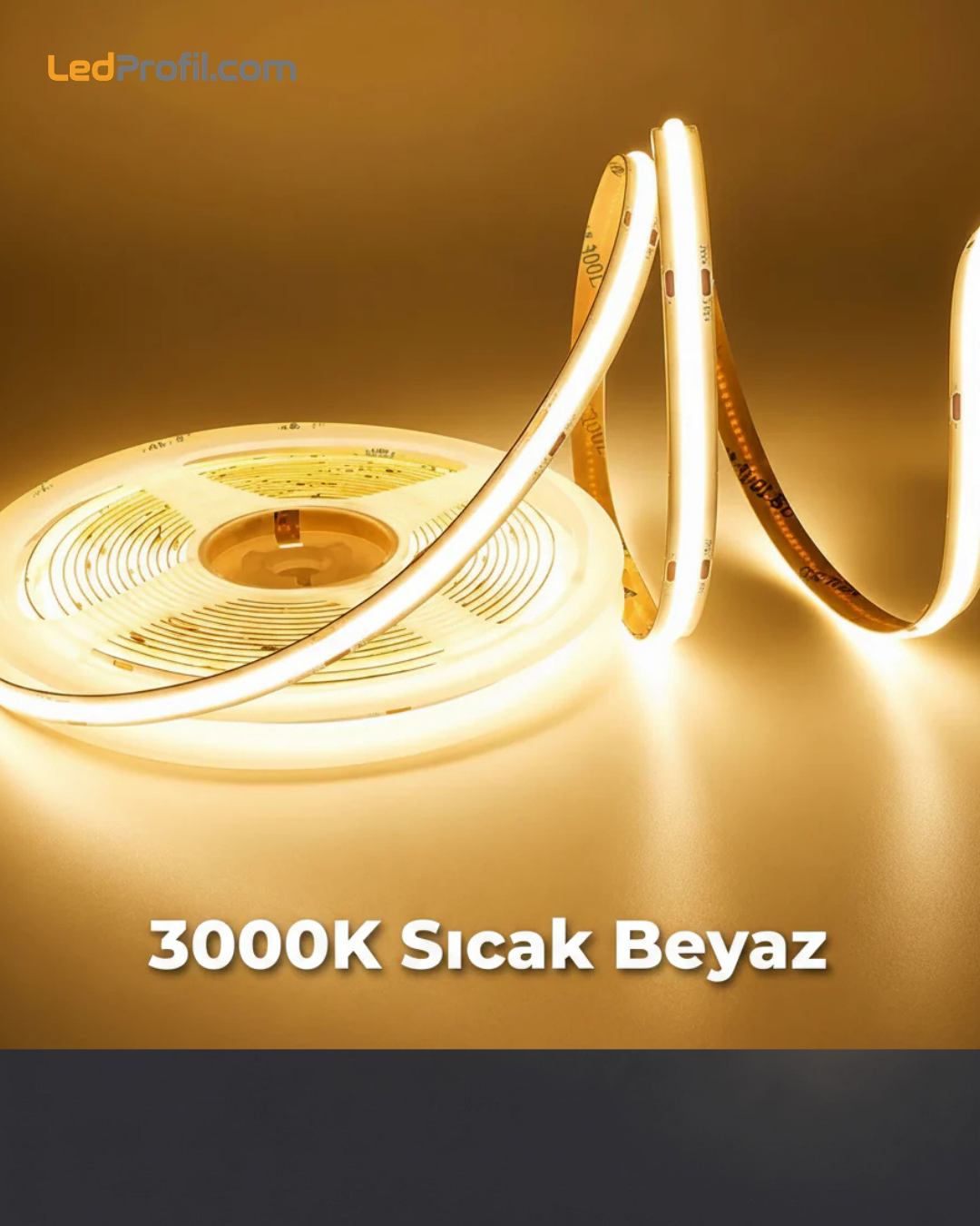 24V COB Şerit LED 5 Metre İç Mekan – 3000K Sıcak Beyaz