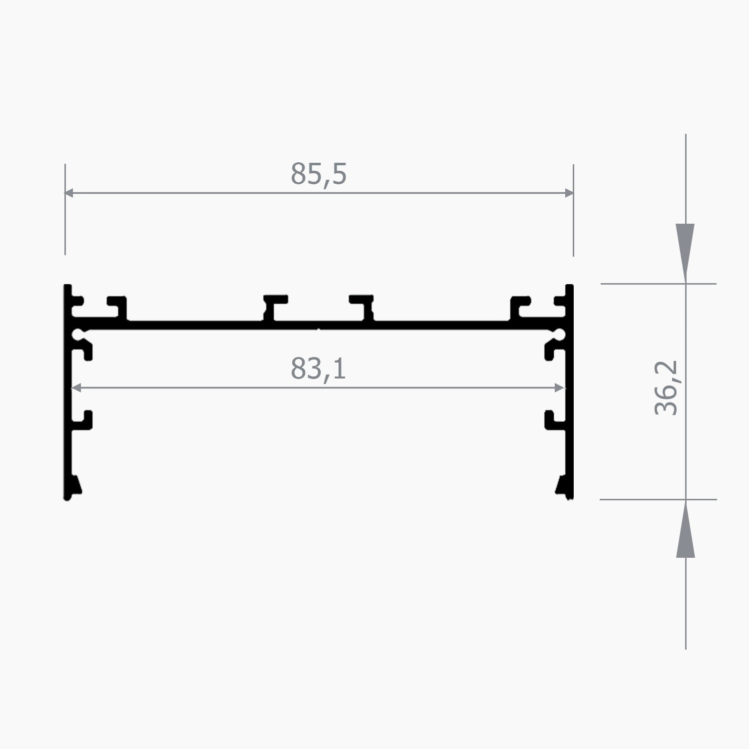 Sarkıt (Lineer) Aydınlatma Profilleri - 85mm Lineer LED Profil – 1080 ASL - LedProfil