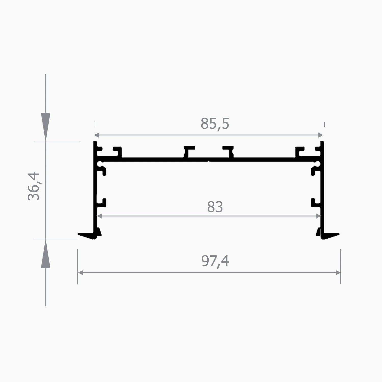 Sıva Altı (Gömme) LED Profilleri - 85mm Sıva Altı Lineer LED Profil - 1082 ASL - LedProfil