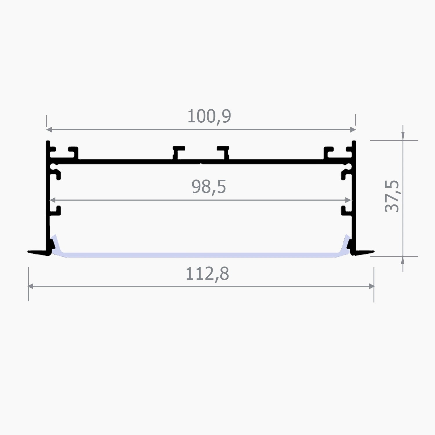 Sıva Altı (Gömme) LED Profilleri - 113mm Sıva Altı Lineer LED Profil - 1112 ASL - LedProfil