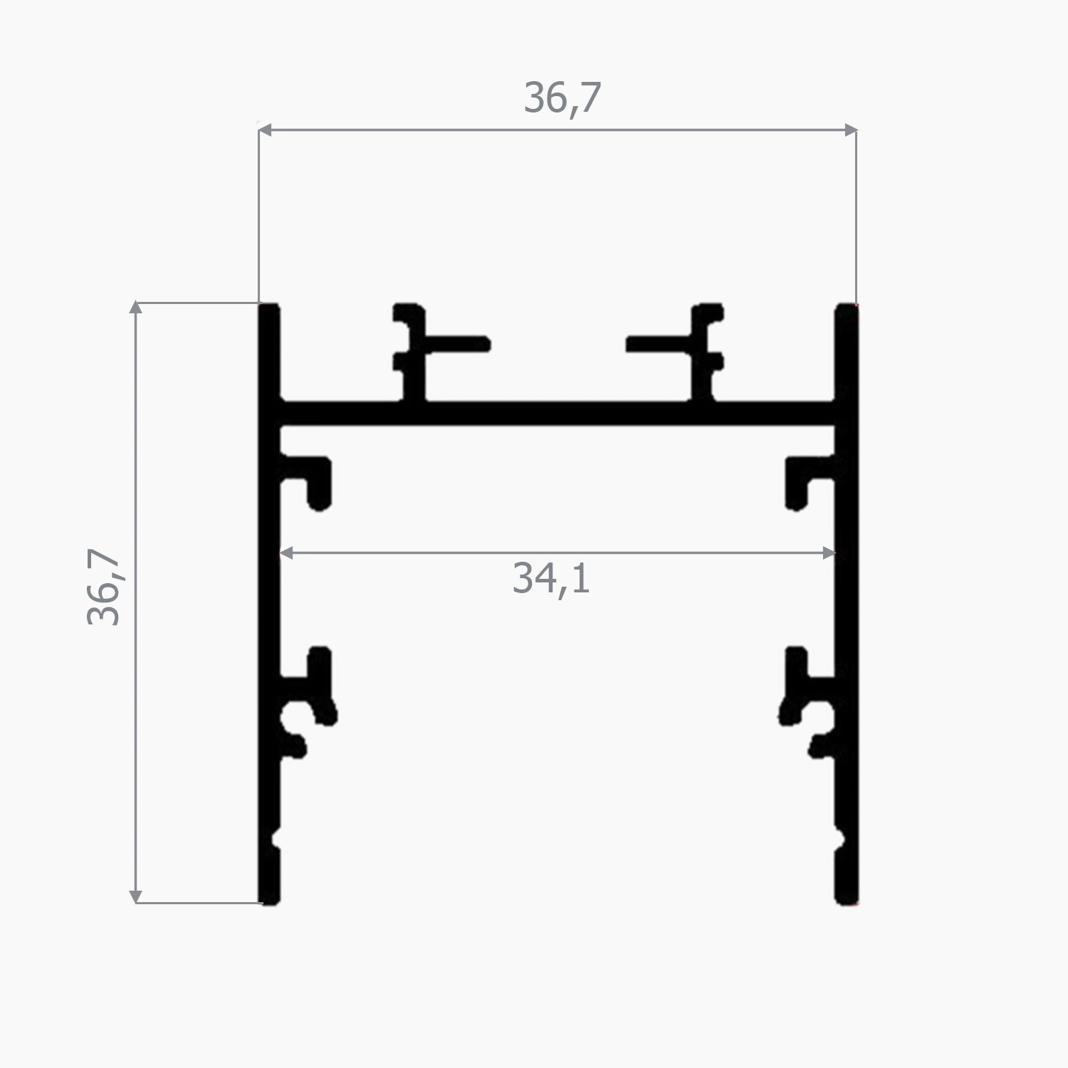 Sıva Altı (Gömme) LED Profilleri - 37mm Siyah Lineer Armatür LED Profil – 435S ASL - LedProfil