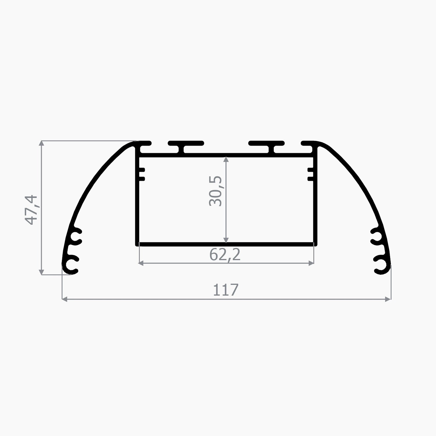 Sarkıt (Lineer) Aydınlatma Profilleri - 117mm Ekstra Geniş Yüzey Lineer LED Profil - 532 ASL - LedProfil