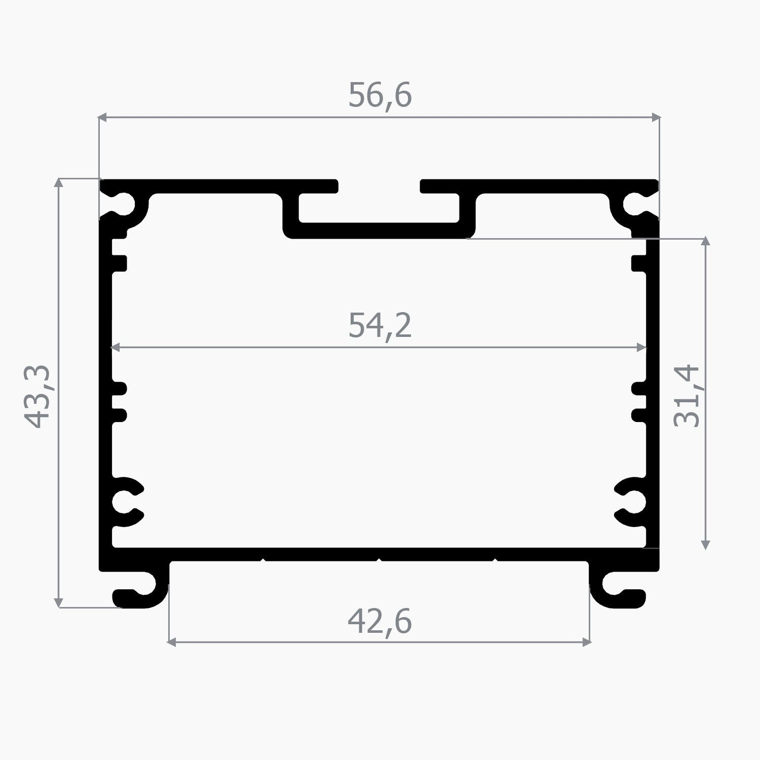 Özel Uygulama Led Profilleri - 50mm Etanj Lineer LED Armatür (Alüminyum) - 540 ASL - LedProfil