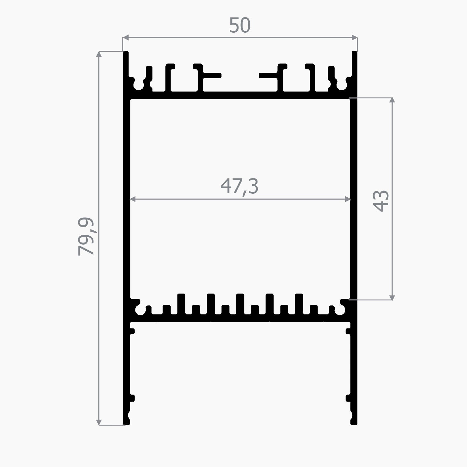Sarkıt (Lineer) Aydınlatma Profilleri - 50mm Siyah Sarkıt Lineer LED Profil – 560S ASL - LedProfil