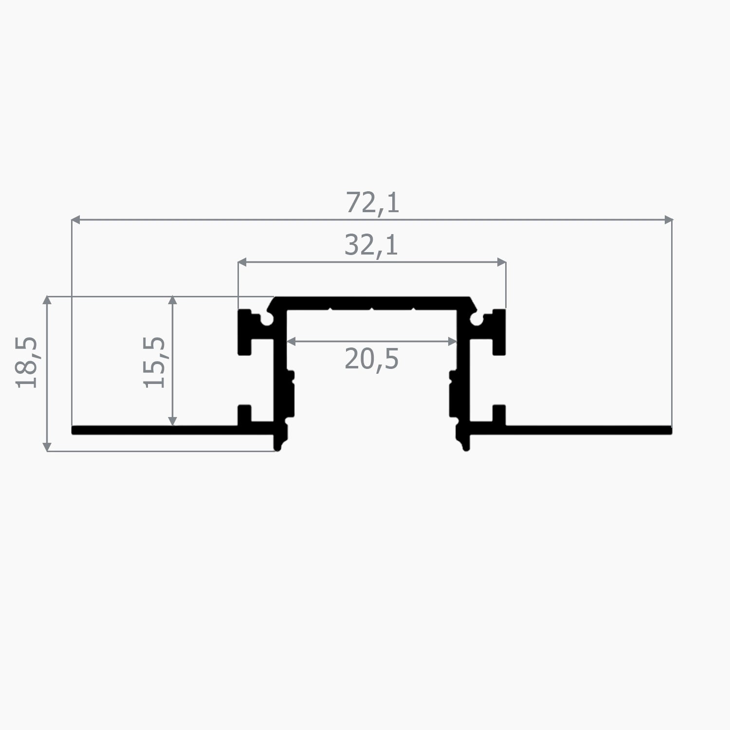 Alçıpan (Trimless) Led Profilleri - 20mm Trimless Sıva Altı Alüminyum LED Profil – 620 ASL - LedProfil