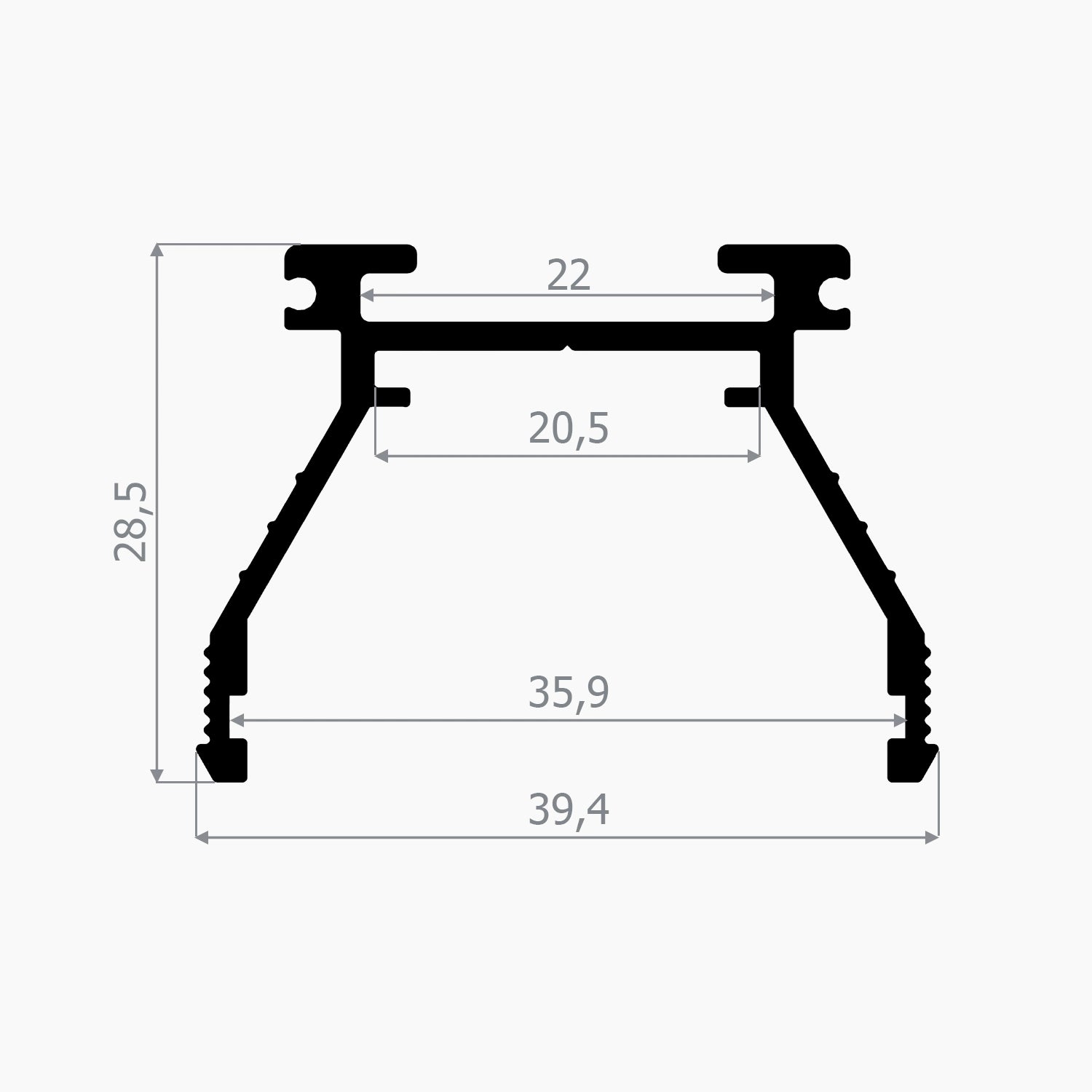 Özel Uygulama Led Profilleri - 39mm Orta Boy Lineer LED Profil - 701 ASL - LedProfil