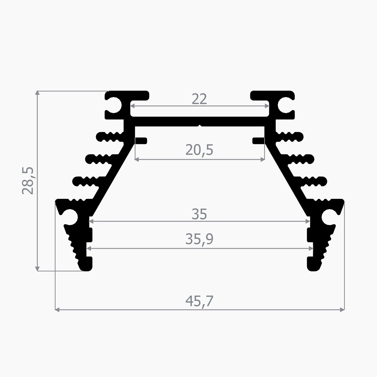 Özel Uygulama Led Profilleri - 46mm Lineer LED Profil - 702 ASL - LedProfil
